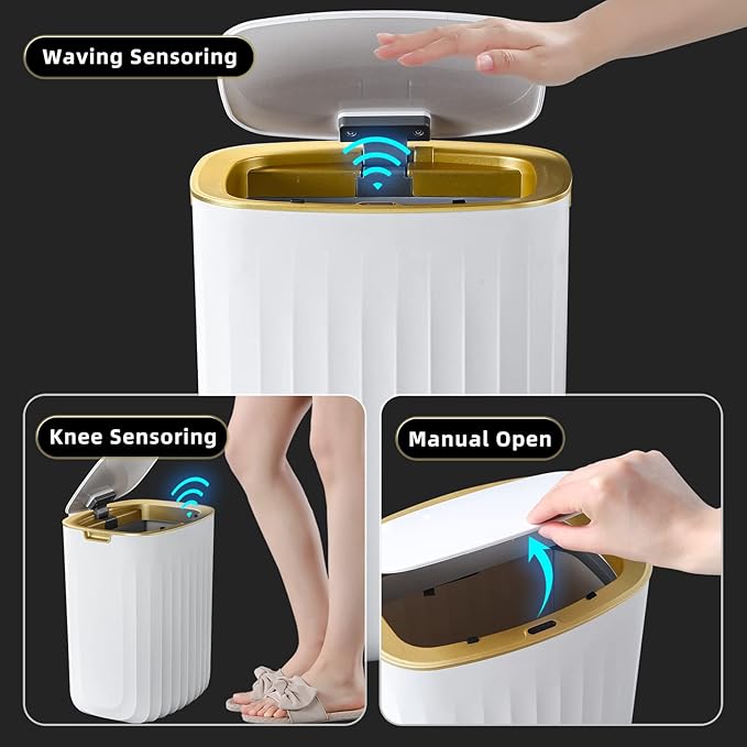 12L Waterproof Oval Sensor Trash Bin Grey