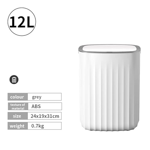 12L Waterproof Oval Sensor Trash Bin Grey