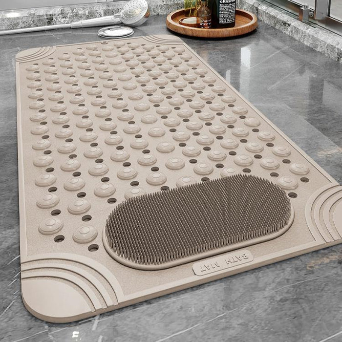 Non-Slip Shower Mat with Foot Scrubber - Beige