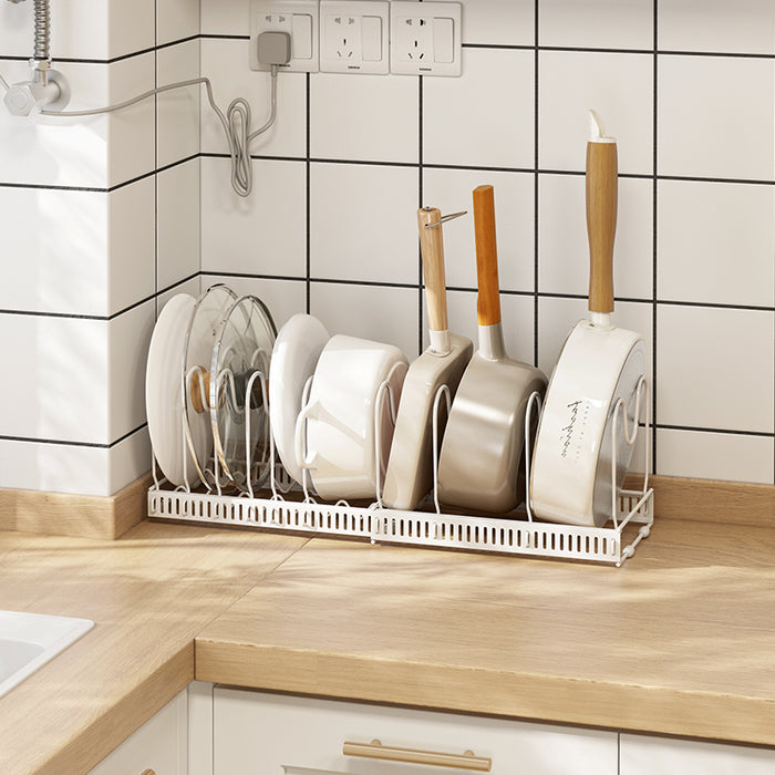 Adjustable Pans Pot Lid Rack White