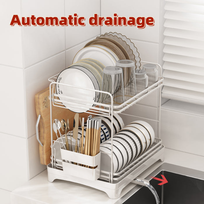 2 Tier Dish Drying Rack Rust Resistant White