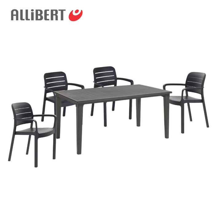 Futura Table + 4 Tisara Chairs Graphite