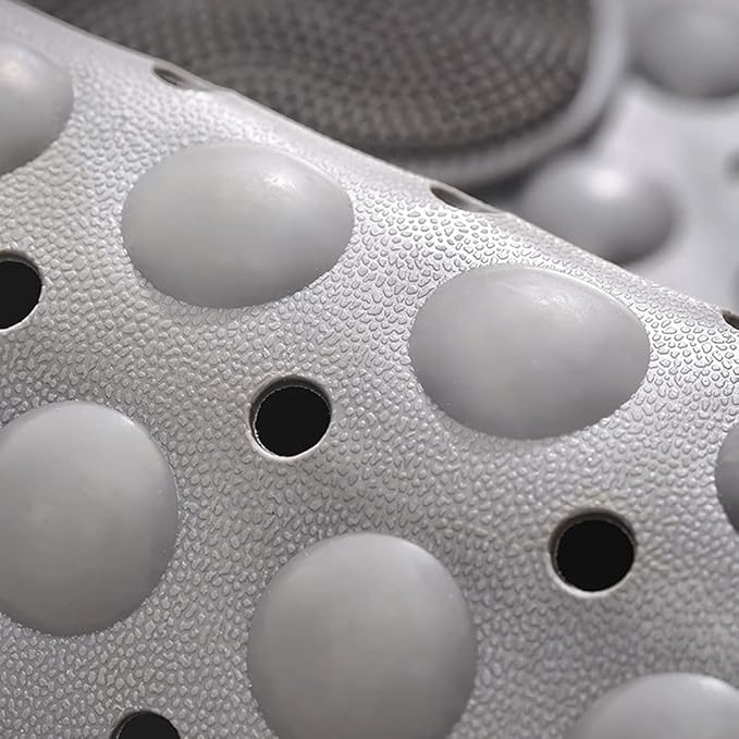 Non-Slip Shower Mat with Foot Scrubber - Beige