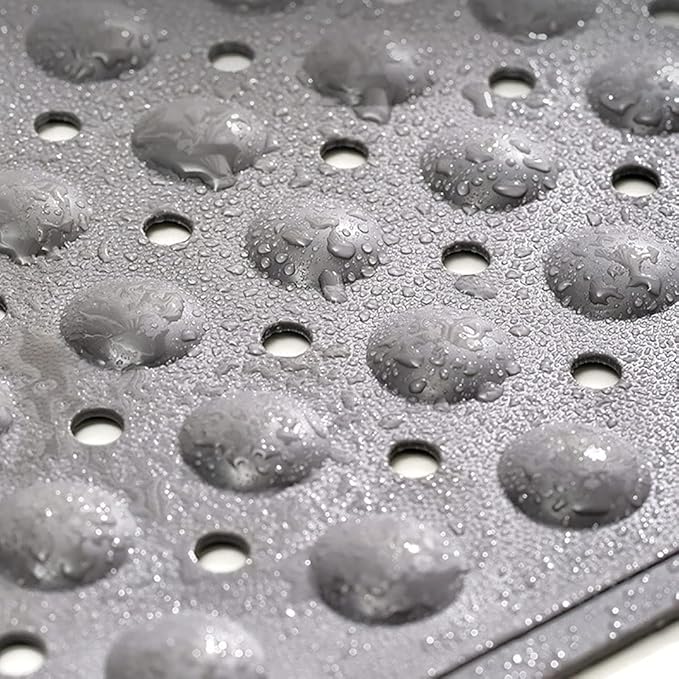 Non-Slip Shower Mat with Foot Scrubber - Beige