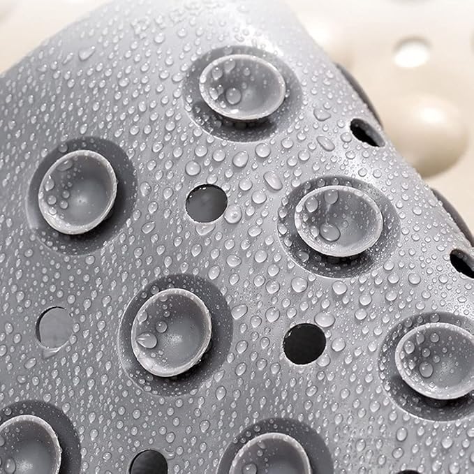 Non-Slip Shower Mat with Foot Scrubber - Beige