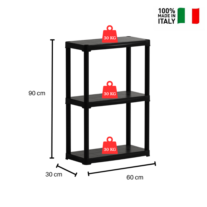 Linea Tempo 3 Tier Plastic Shelf Shelving Rack