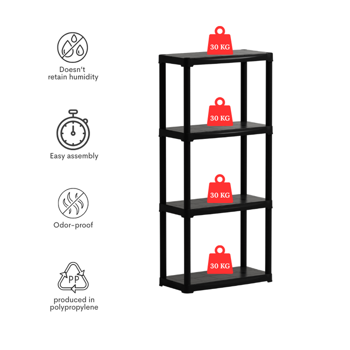 Linea Tempo 4 Tier Plastic Shelf Shelving Rack