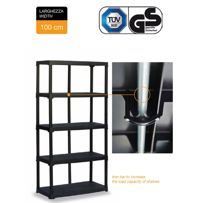 Linea Tempo 5 Tier Plastic Shelf Shelving Rack