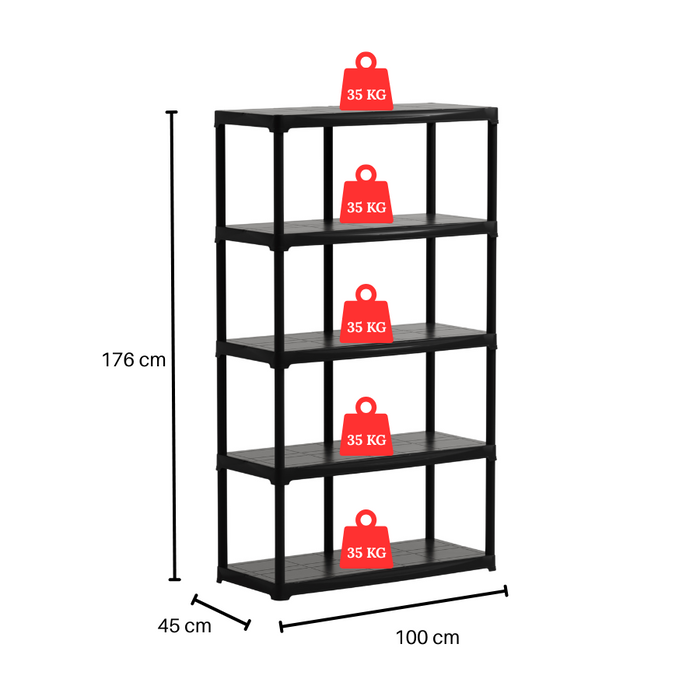 Linea Tempo 5 Tier Plastic Shelf Shelving Rack