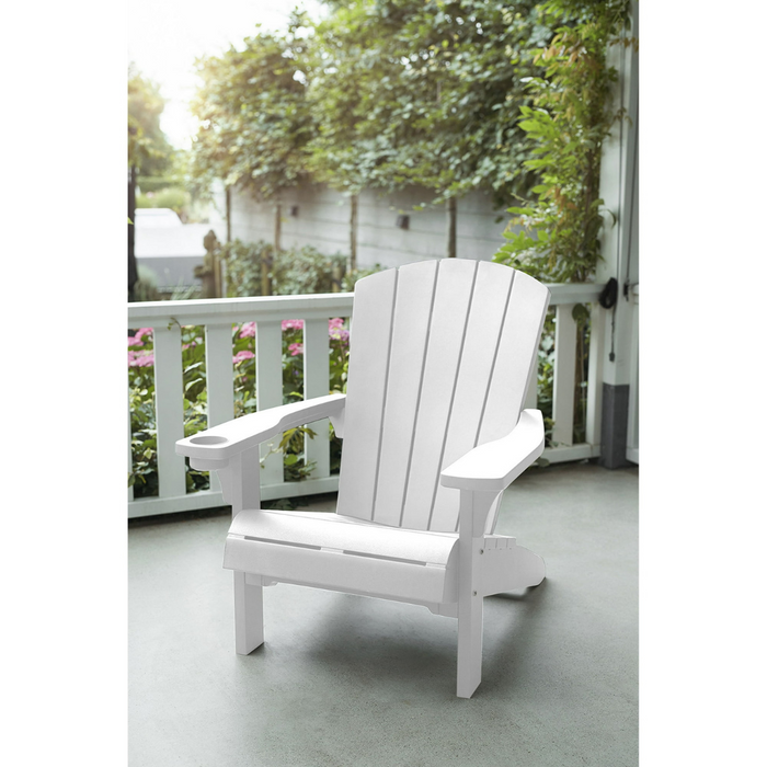 Keter Alpine Adirondack Outdoor Garden Lounge Chair White