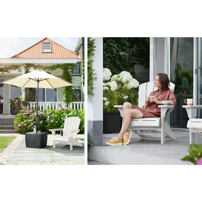 Keter Alpine Adirondack Outdoor Garden Lounge Chair White