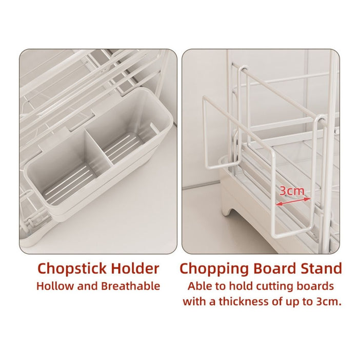 2 Tier Dish Drying Rack Rust Resistant White