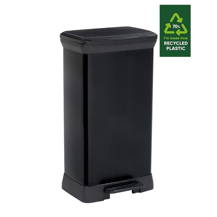 Deco Pedal Bin Rectangle 50L Black