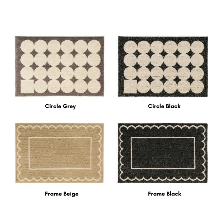 Door Mat Non Slip Black Circle