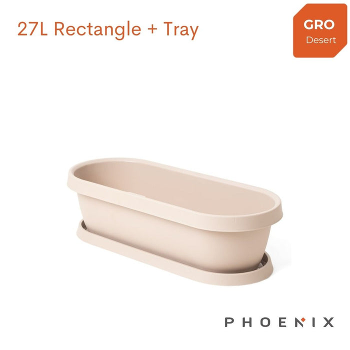 GRO Flowerpots with tray Rect 27L