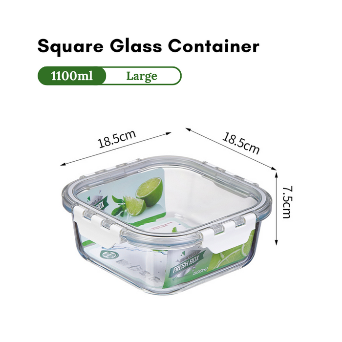 Glass Lock Square Glass Food Container