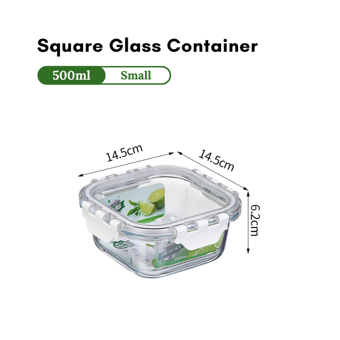 Glass Lock Square Glass Food Container