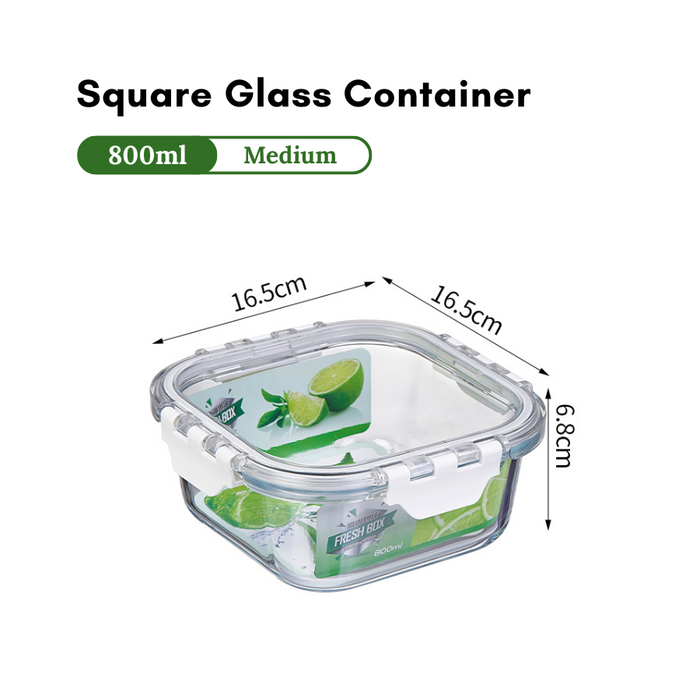 Glass Lock Square Glass Food Container