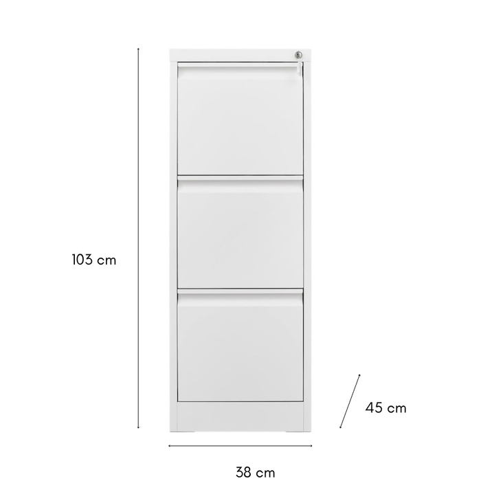 Filex 3 Drawer Vertical Filing Cabinet White