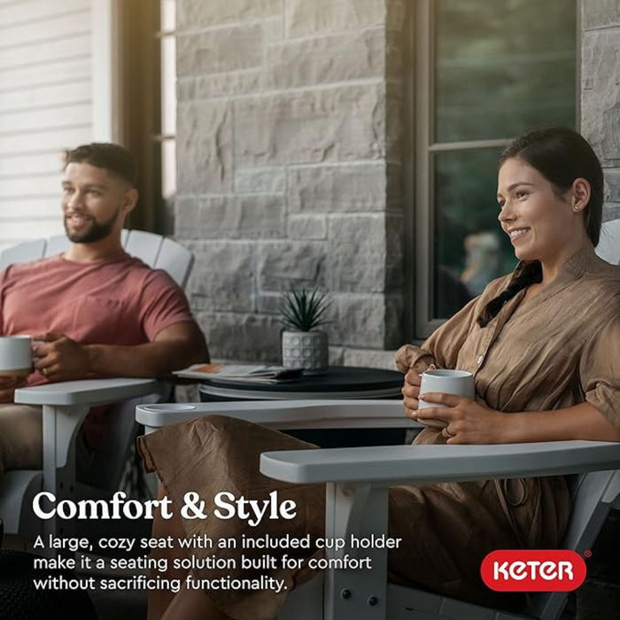 Keter Alpine Adirondack Outdoor Garden Lounge Chair White