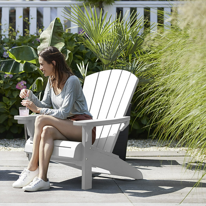 Keter Alpine Adirondack Outdoor Garden Lounge Chair White