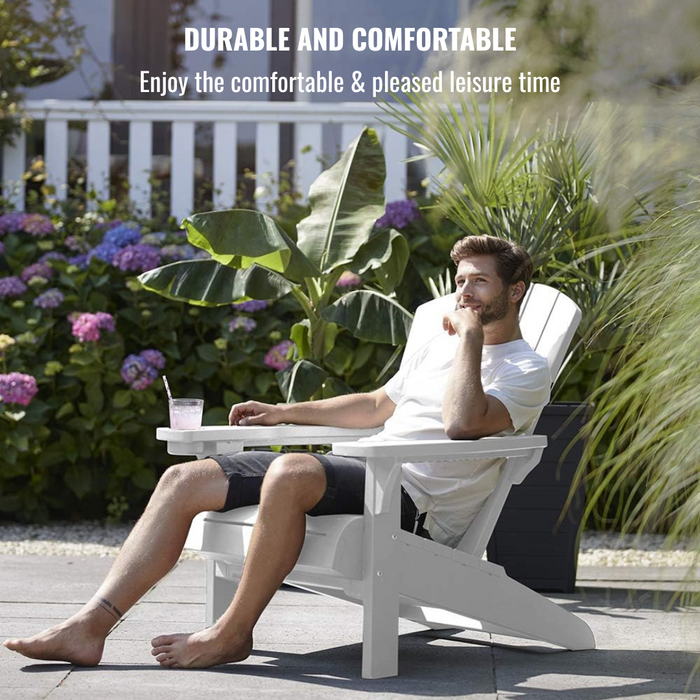 Keter Alpine Adirondack Outdoor Garden Lounge Chair White