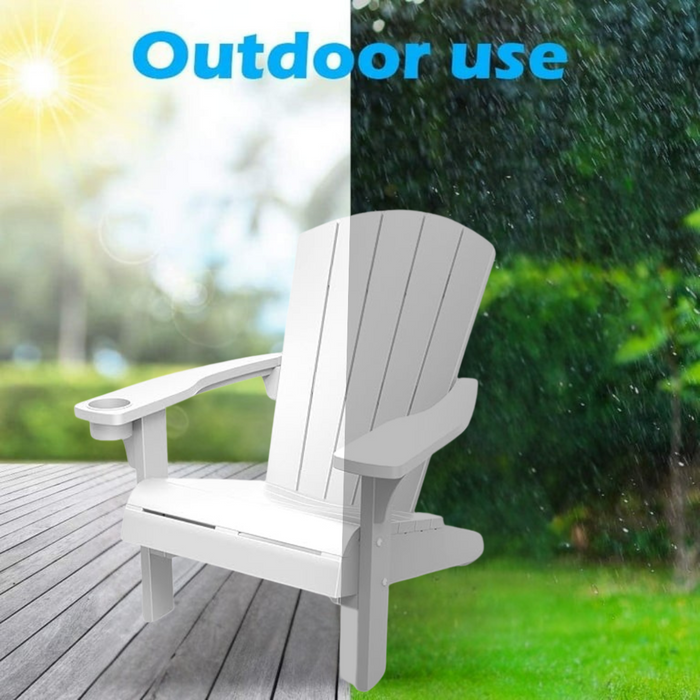 Keter Alpine Adirondack Outdoor Garden Lounge Chair White