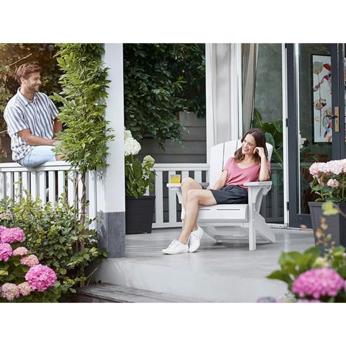 Keter Alpine Adirondack Outdoor Garden Lounge Chair White