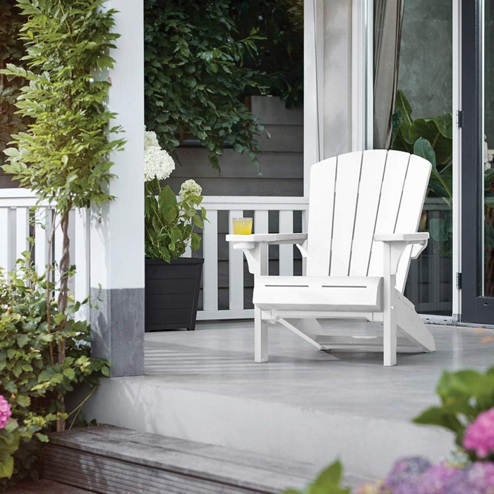 Keter Alpine Adirondack Outdoor Garden Lounge Chair White