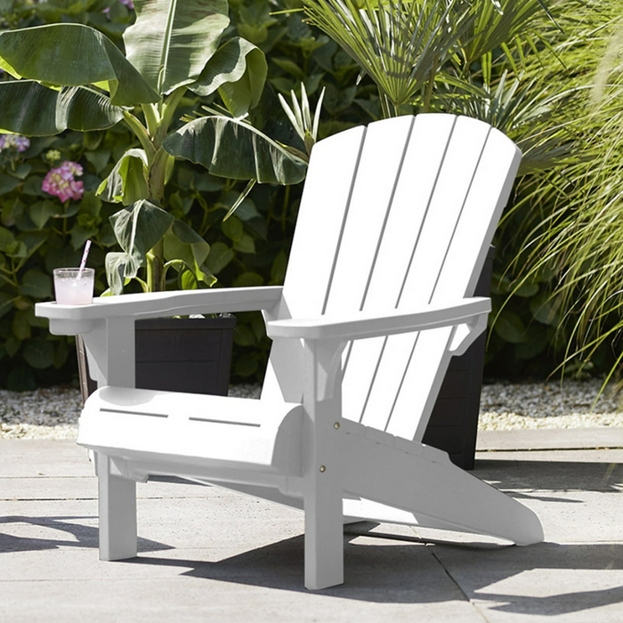 Keter Alpine Adirondack Outdoor Garden Lounge Chair White