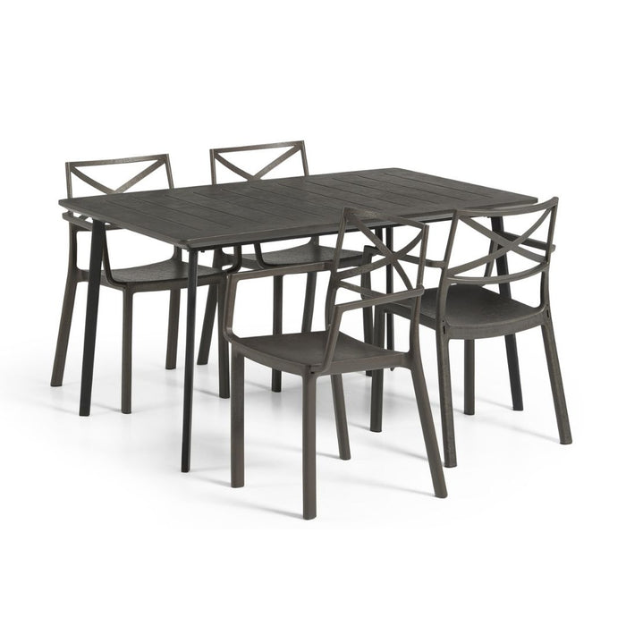 Metalea Table + 4 Metalix Chair Set Bronze