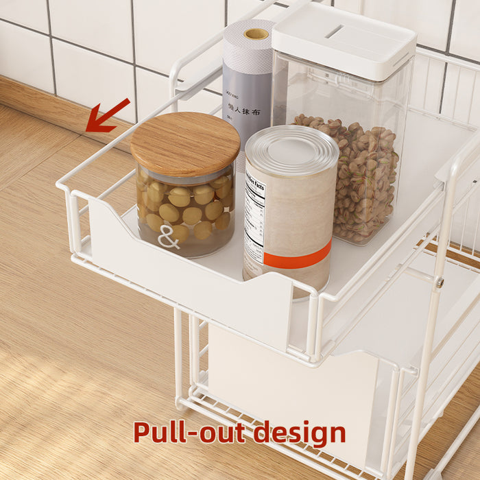 Under Sink Pull Out Drawer Rack 2 Tier Large