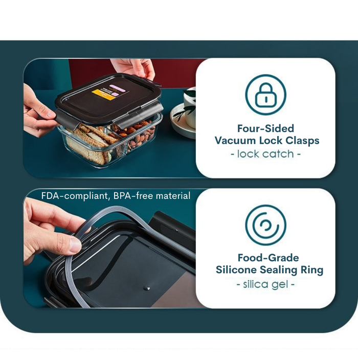 LUNA Glass Lock Square Food Container