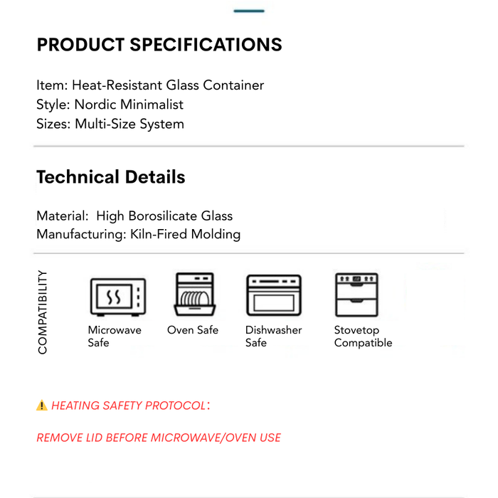 LUNA Glass Lock Square Food Container