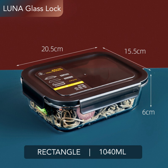 LUNA Glass Lock Rectangle Food Container