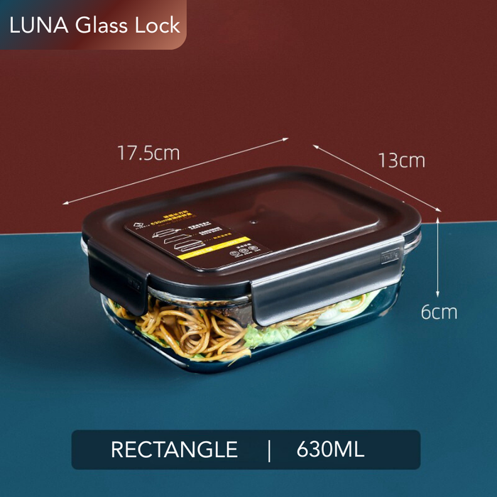 LUNA Glass Lock Rectangle Food Container