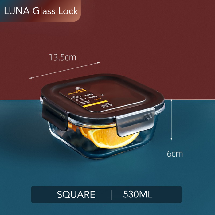 LUNA Glass Lock Square Food Container
