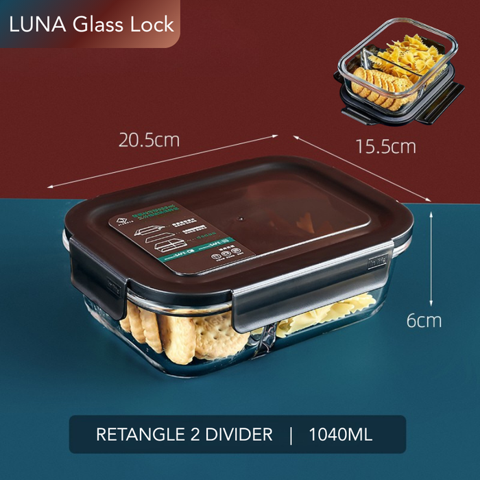LUNA 2 Divider | 3 Divider Glass Lock Food Container