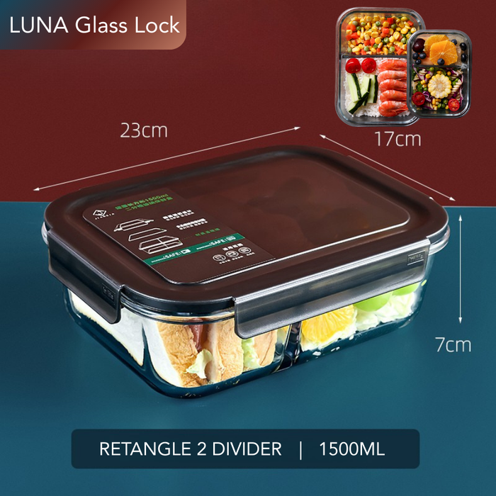LUNA 2 Divider | 3 Divider Glass Lock Food Container