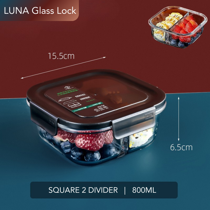 LUNA 2 Divider | 3 Divider Glass Lock Food Container