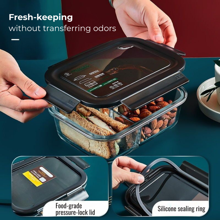 LUNA 2 Divider | 3 Divider Glass Lock Food Container