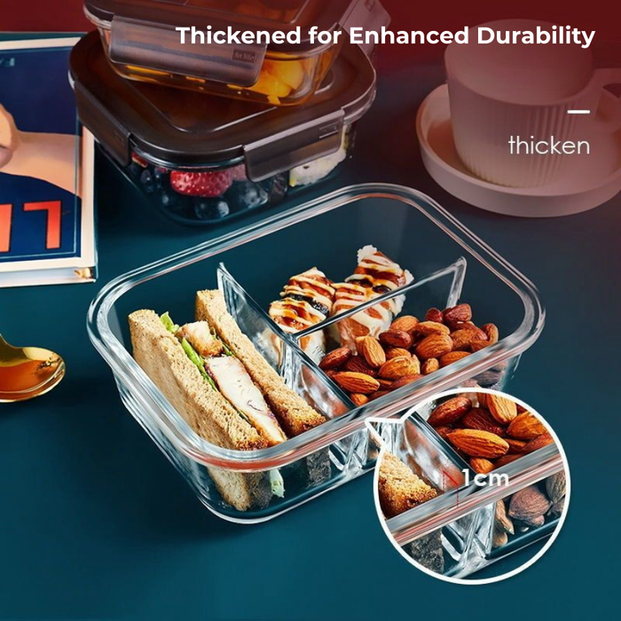 LUNA 2 Divider | 3 Divider Glass Lock Food Container