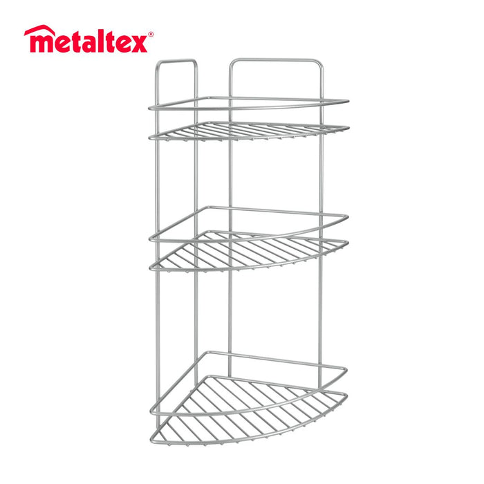 Reflex 3 Tier Corner Bathroom Storage Rack Silver