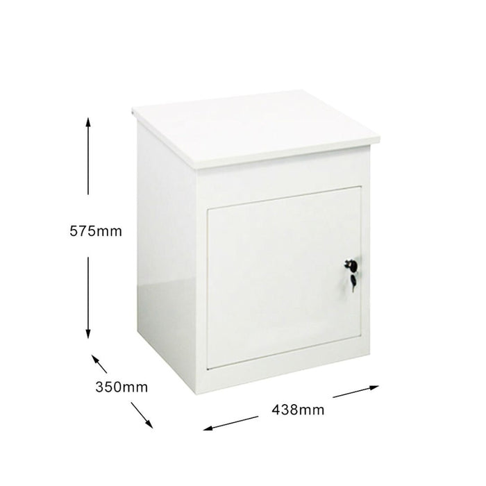 Coby Low Outdoor Lockable Parcel Drop Box CP02 White