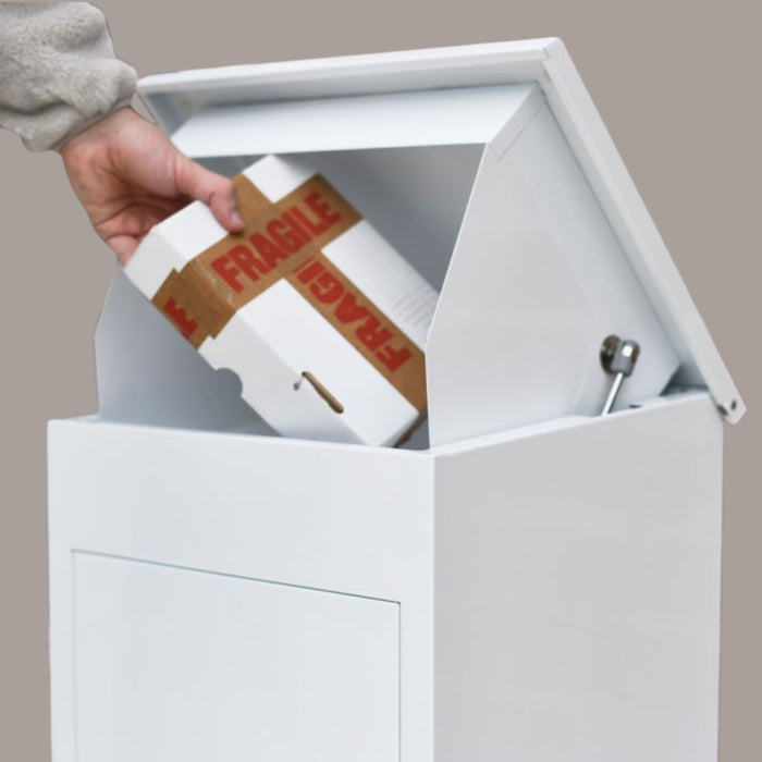 Coby Low Outdoor Lockable Parcel Drop Box CP02 White