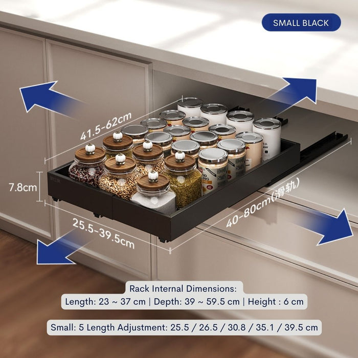 Pull It! Extendable Kitchen Cabinet Organiser Drawer Black