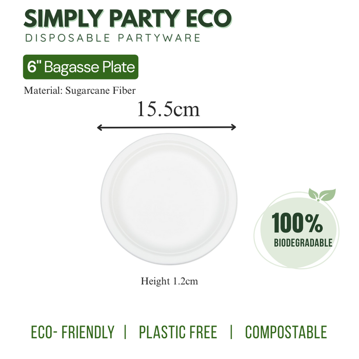 Simply Party Disposable Sugarcane Fiber Partyware 100% Biodegradable |  Eco Friendly