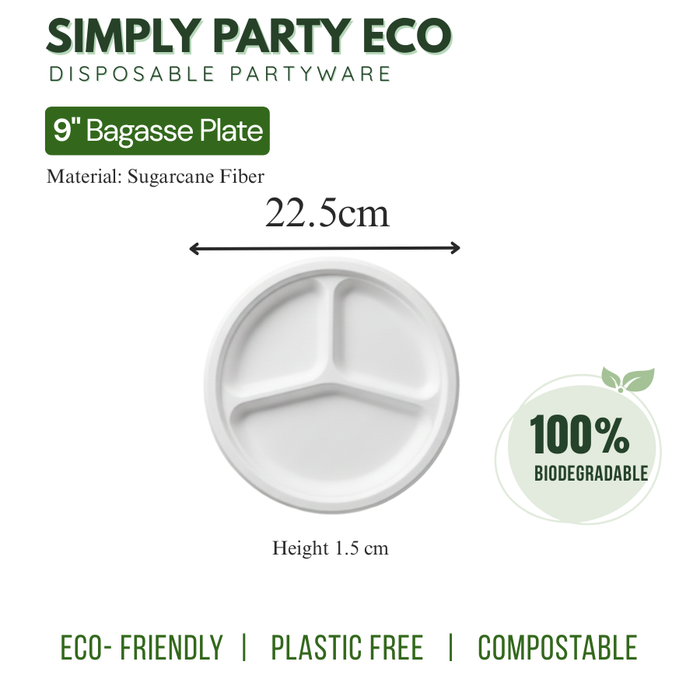 Simply Party Disposable Sugarcane Fiber Partyware 100% Biodegradable |  Eco Friendly