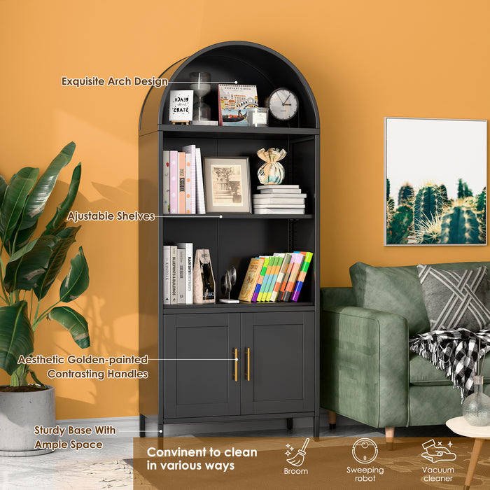 Arcadia Display Cabinet Black  3 Tier + 2 Door GM-02 (Free Delivery)