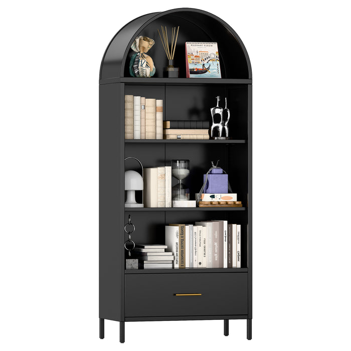 Arcadia Display Cabinet Black 4 Tier + 1 Drawer GM-01 (Free Delivery)
